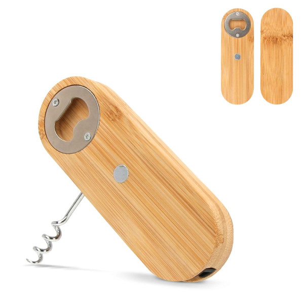 Multifunctionele bamboe flesopener