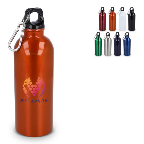 Gerecycled RVS Enkelwandige fles met Karabijnhaak 500ml