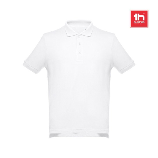 THC ADAM WH. Katoenen herenpolo met korte mouwen. Witte kleur