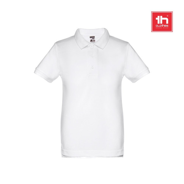 THC ADAM KIDS WH. Kinderpolo met korte mouwen (unisex). Witte kleur