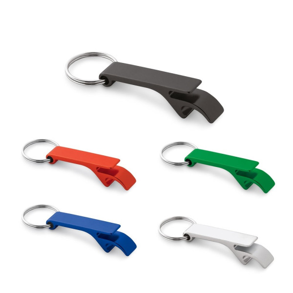 RE-BAITT. Sleutelhanger met capsuleopener van gerecycled aluminium (100% rAL)