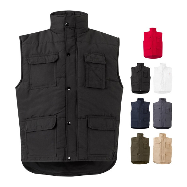 VL MEFITIS. Gewatteerd vest met meerdere zakken (220g/m²) van polyester (100%)